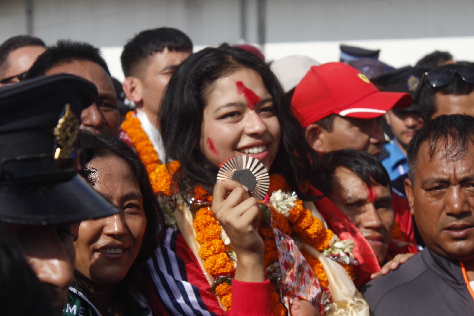 Bronze medalist Palesha arrives in Kathmandu (In Pictures)