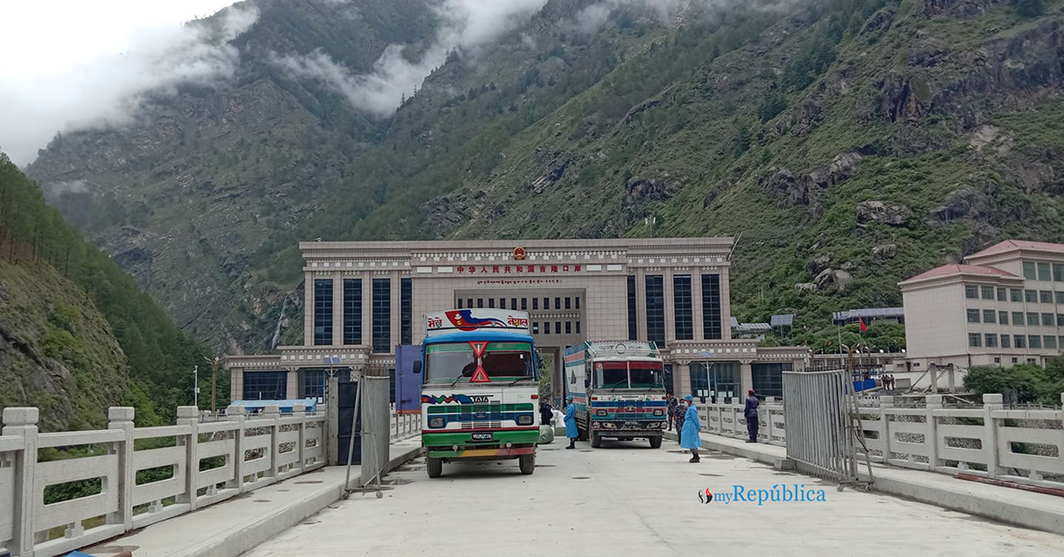 Rasuwagadhi border point resumes from today, four cargo vehicles enter Nepal