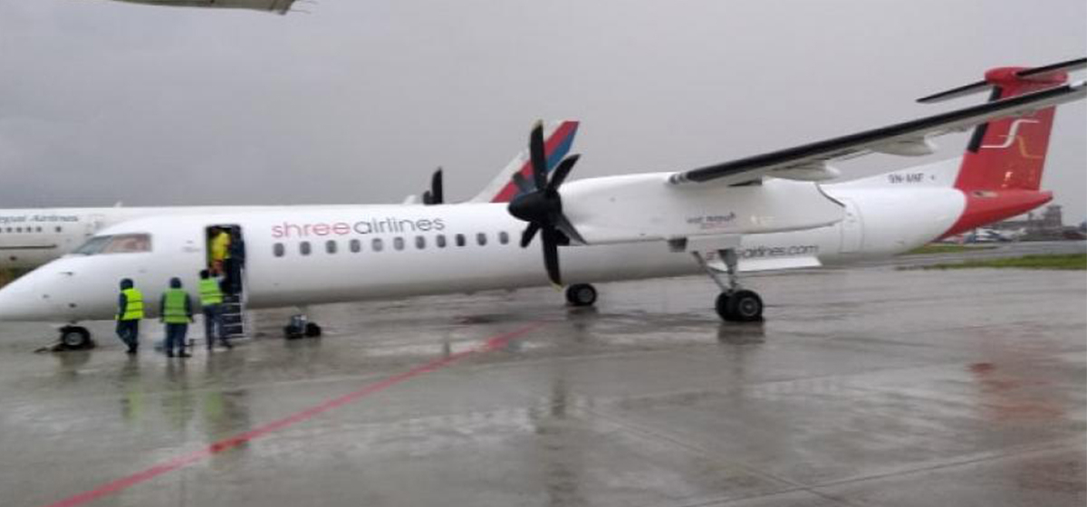 Shree Airlines plane that took off for Dhangadi returns to Kathmandu