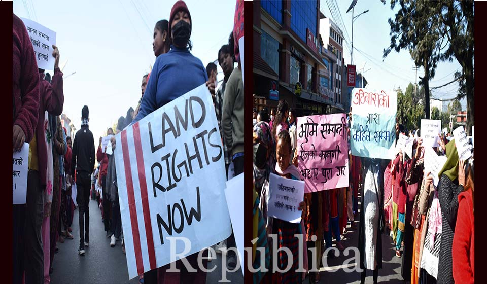 Landless squatters protests at Maitighar (Photo Feature)