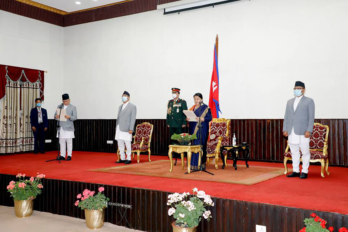 UML leader Thapa re-sworn in as home minister