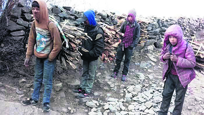 Humla children sell timbers to cover education expenses