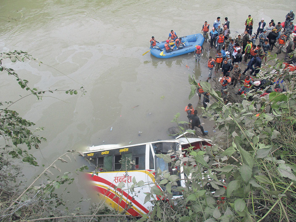 31 killed in Dhading bus plunge