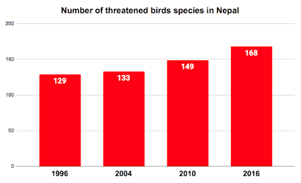 Nepal sees a massive increase in threatened birds species