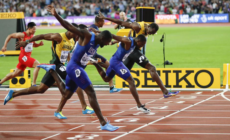 Gatlin stuns Bolt to win 100m world title