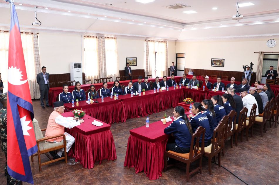 PM Oli spends time with National Women’s Volleyball team